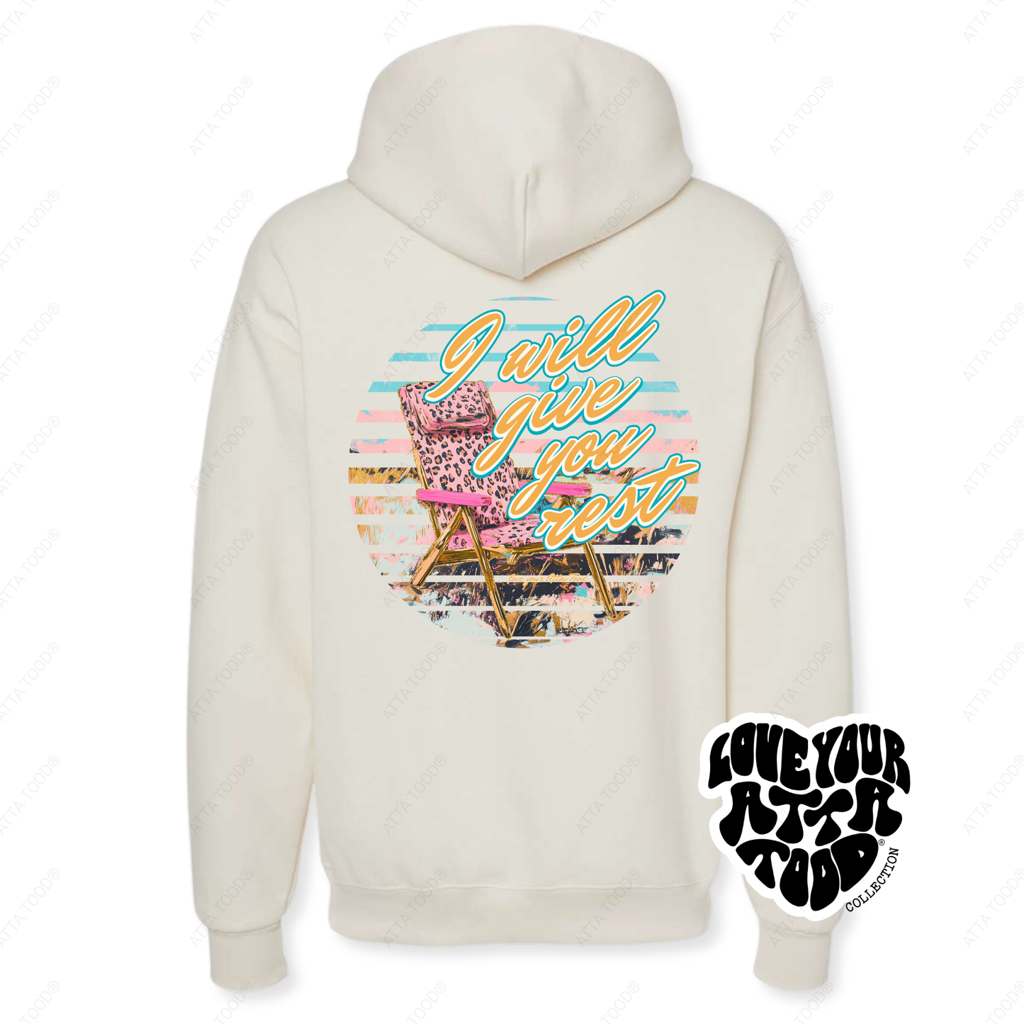 Beach Chair Christian Graphic Hoodie | Pink Leopard | Faith