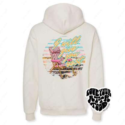 Beach Chair Christian Graphic Hoodie | Pink Leopard | Faith