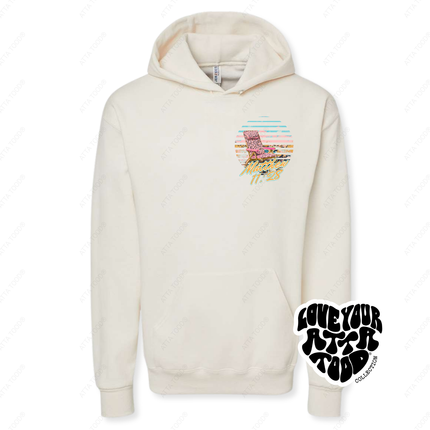 Beach Chair Christian Graphic Hoodie | Pink Leopard | Faith