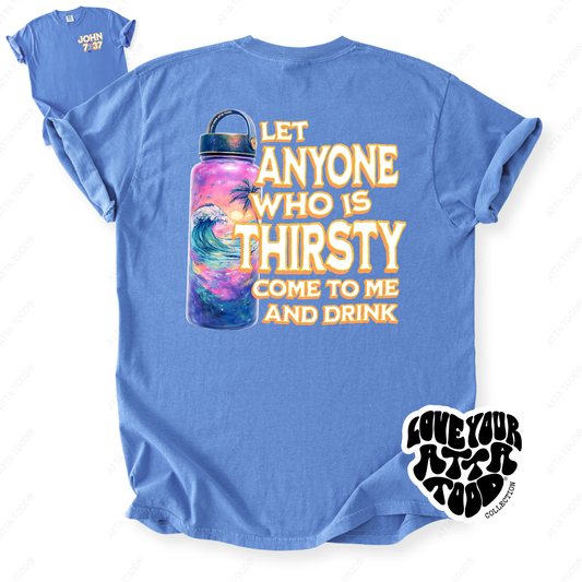 John 7:37 Tropical Water Bottle Christian Graphic Tee | ATTA TOOD