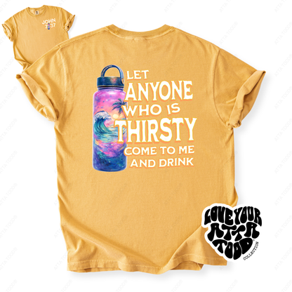 John 7:37 Tropical Water Bottle Christian Graphic Tee | ATTA TOOD®