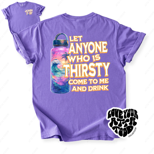 John 7:37 Tropical Water Bottle Christian Graphic Tee | ATTA TOOD®