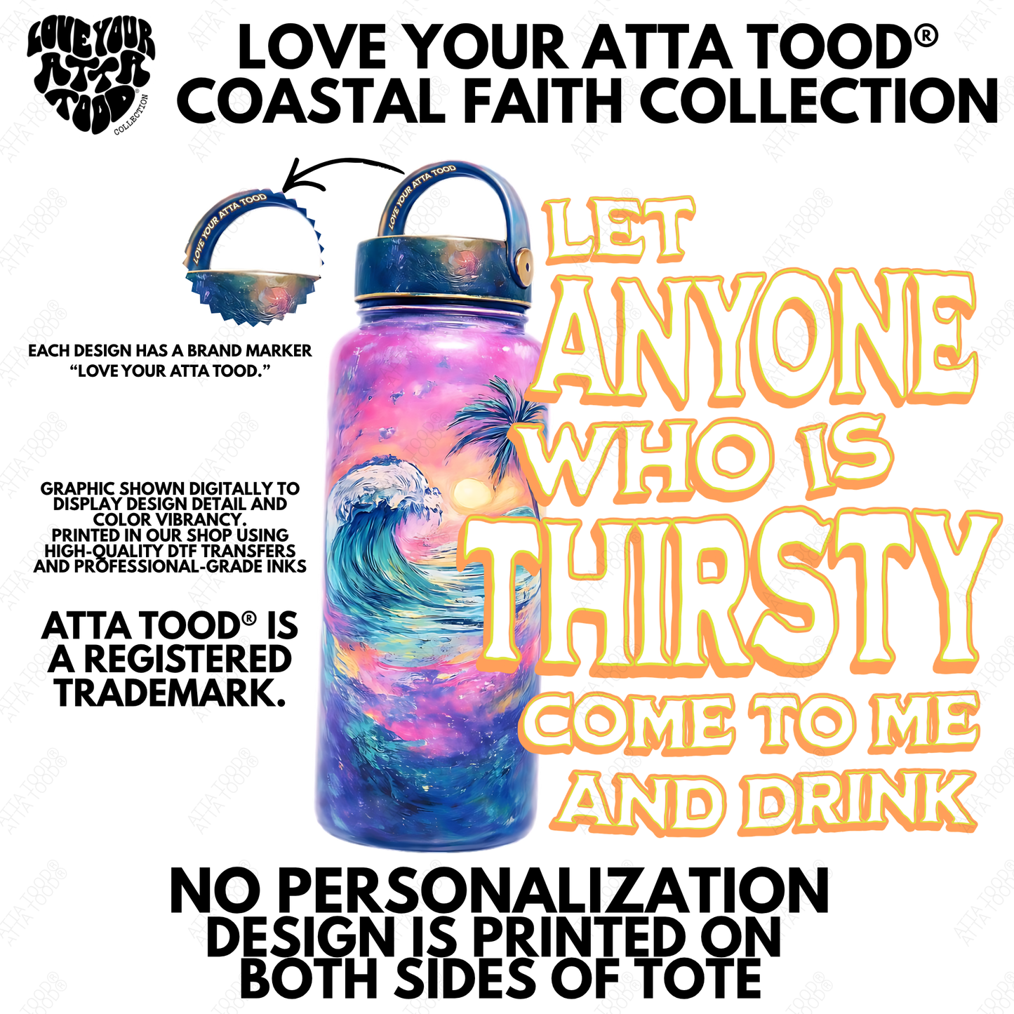 John 7:37 Tropical Water Bottle Christian Jumbo Tote Bag
