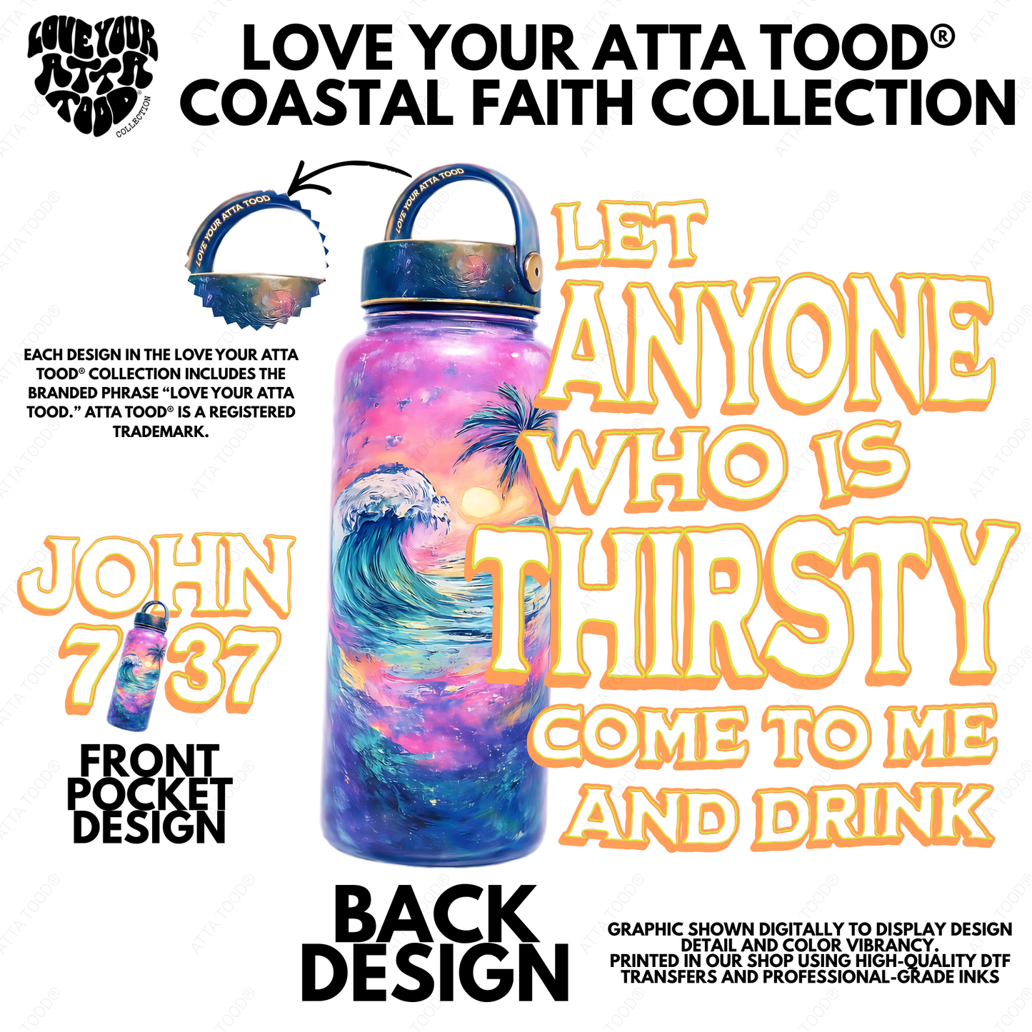 John 7:37 Tropical Water Bottle Christian Hoodie | ATTA TOOD®