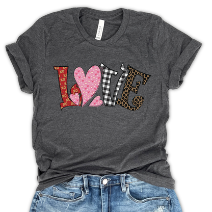 Whimsical Love letter women's Valentine's graphic t-shirt