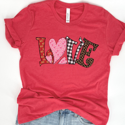 Whimsical Love letter women's Valentine's graphic t-shirt
