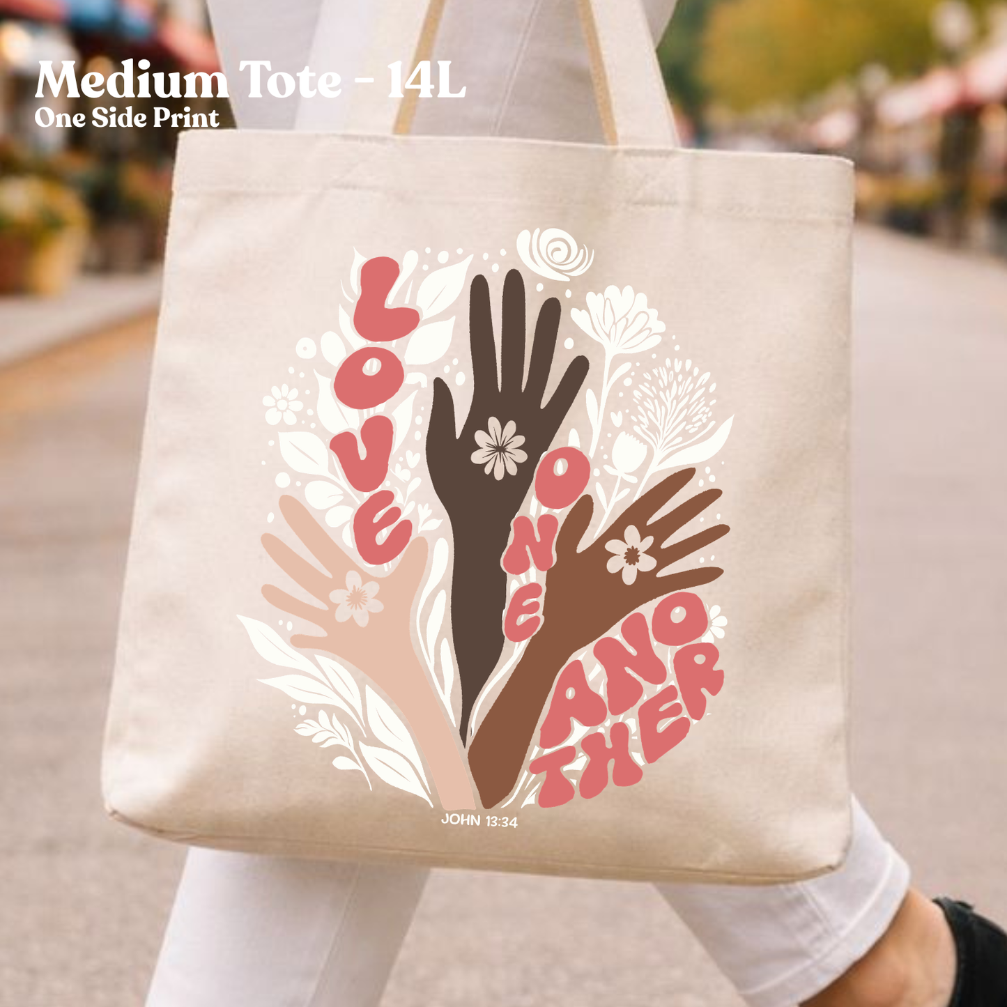 Love One Another Christian Faith Canvas Tote Bag