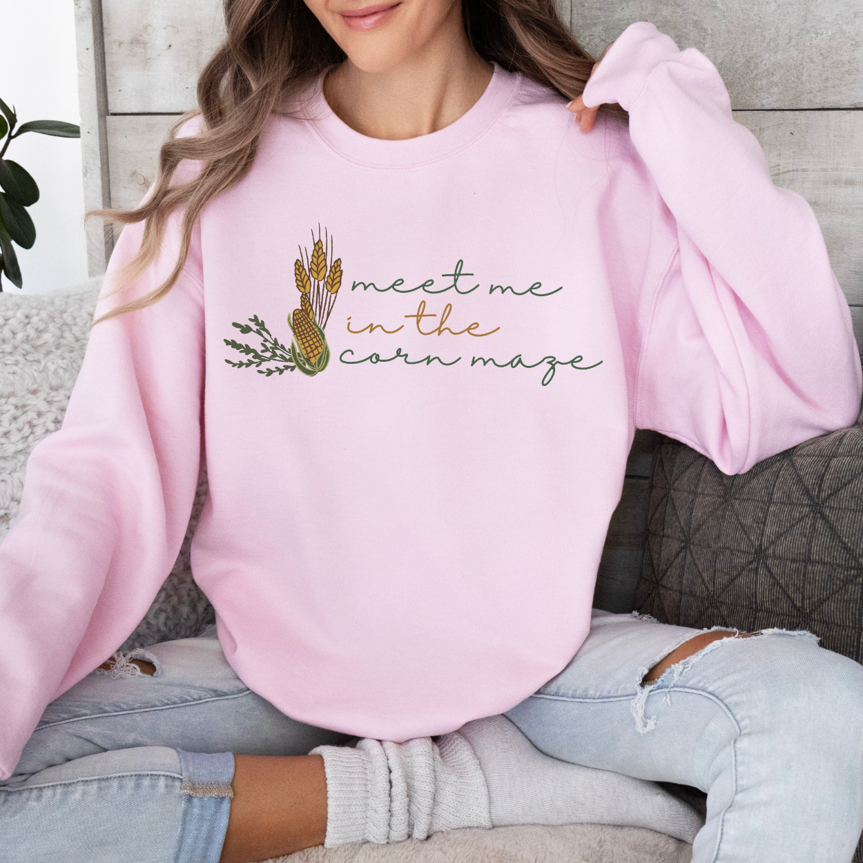 Meet Me In The Corn Maze Fall Season Graphic Sweatshirt
