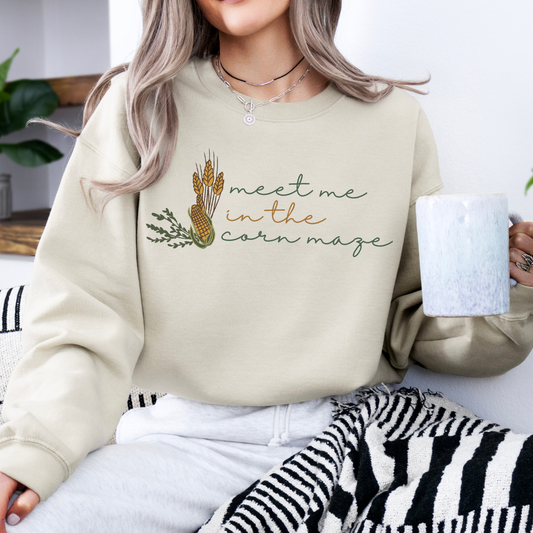 Meet Me In The Corn Maze Fall Season Graphic Sweatshirt