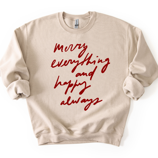 Merry Everything Happy Always Christmas Graphic Sweatshirt