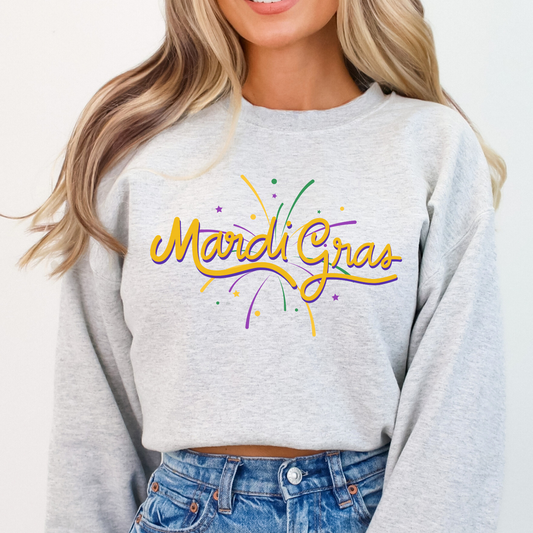 Mardi Gras firework celebration women's graphic sweatshirt