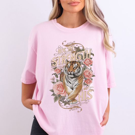 Floral faith based Comfort Color graphic t-shirt, Tiger animal