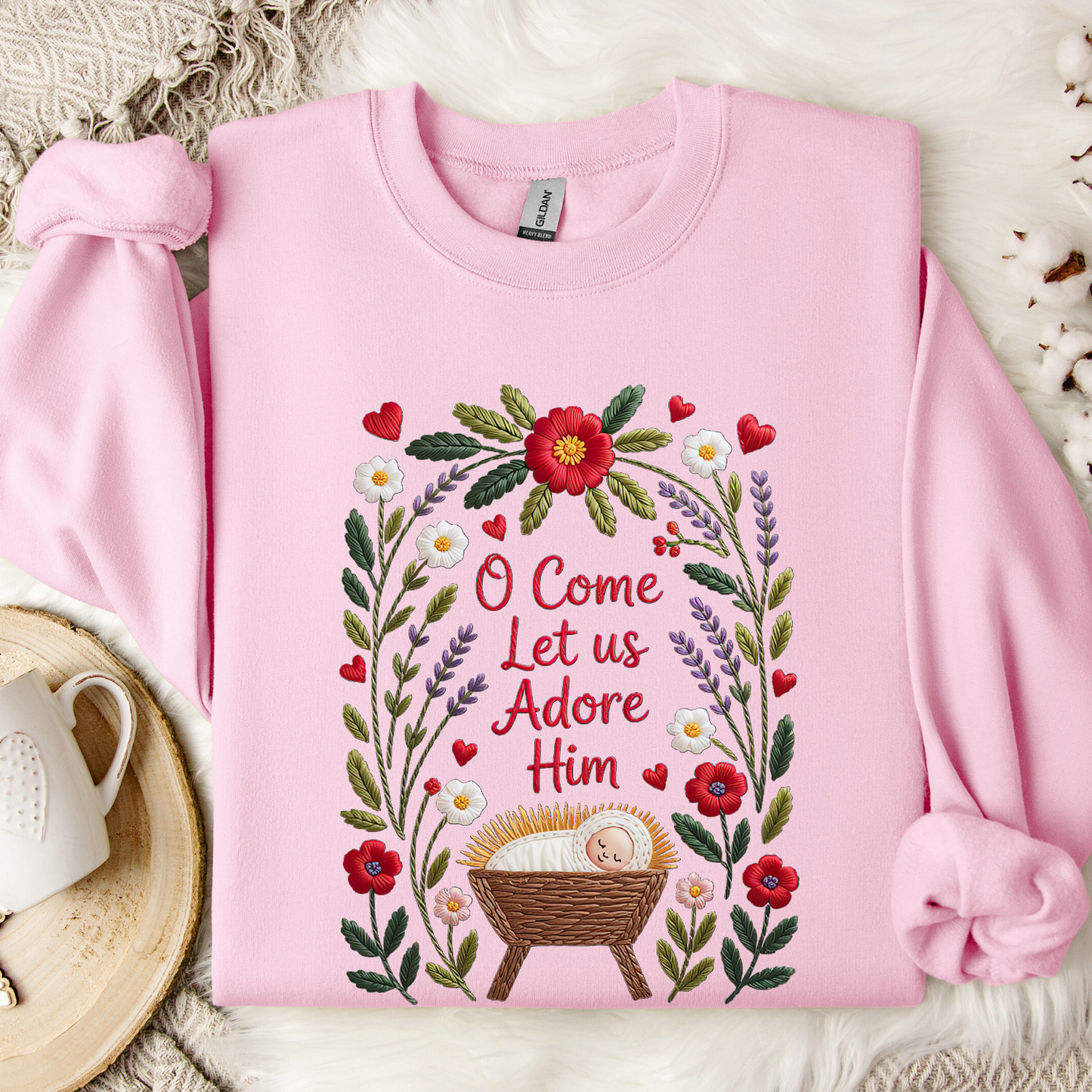 Come Let Us Adore Him Baby Jesus Christmas Sweatshirt