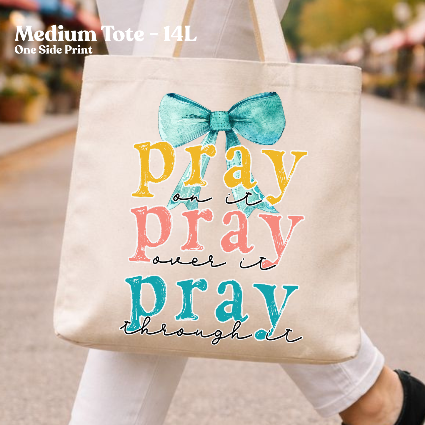 Pray On It Christian Faith Canvas Tote Bag | Religious Gift