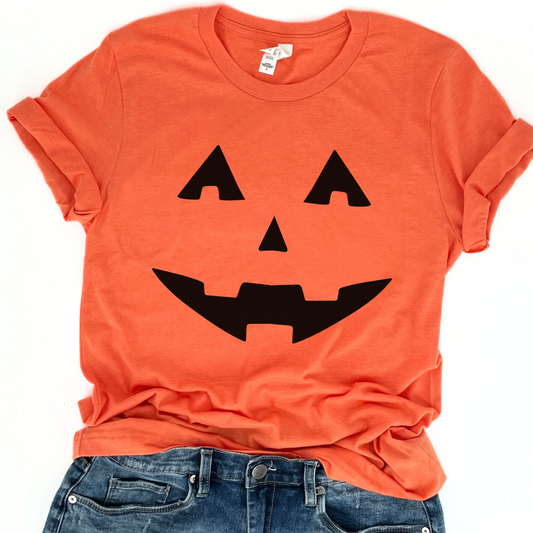 Pumpkin face women's Halloween t-shirt, Holiday top