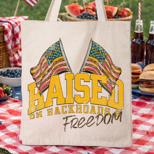 4th of July Canvas Tote Bag | American Flag | Freedom 2026