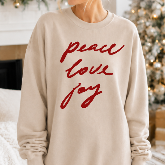 Peace Love Joy Christmas Holiday Graphic Sweatshirt