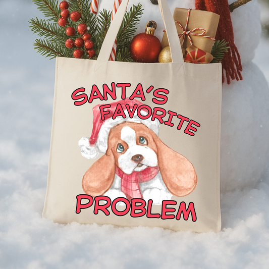 Christmas Puppy Tote | Funny Holiday Gift Bag | Kids Tote