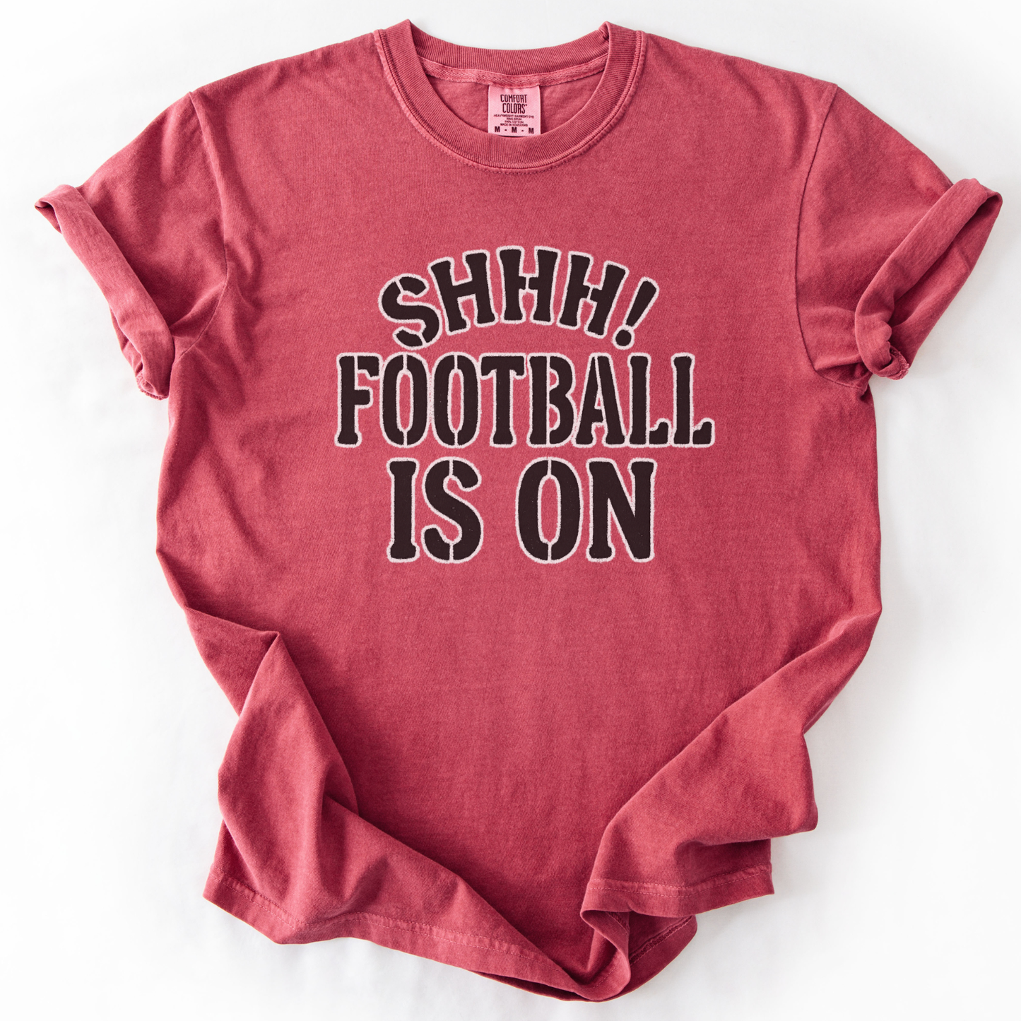 SHHH Football Is On Funny Unisex Game Day Graphic Tee