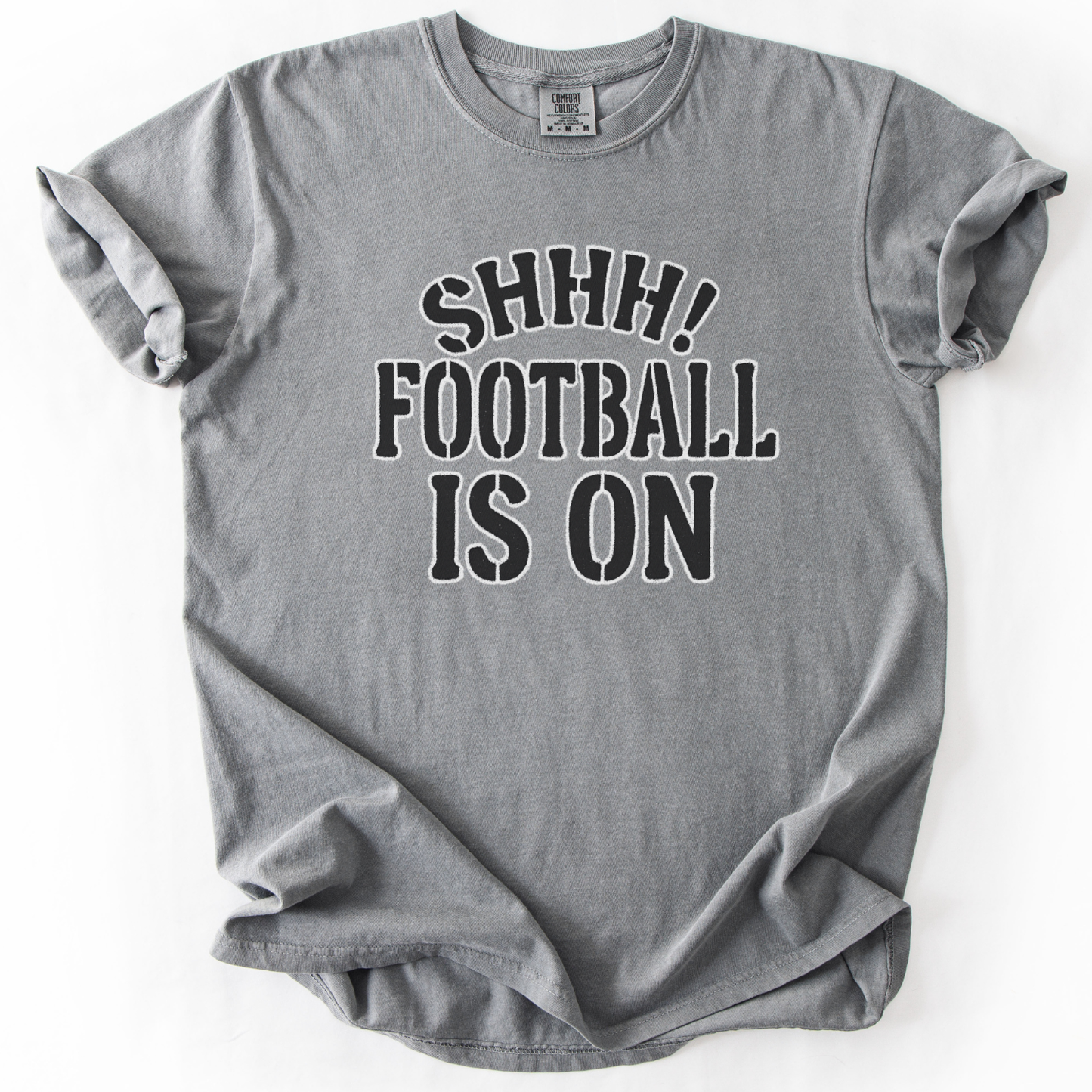 SHHH Football Is On Funny Unisex Game Day Graphic Tee