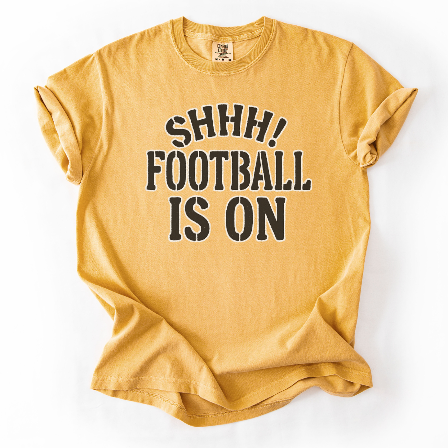 SHHH Football Is On Funny Unisex Game Day Graphic Tee