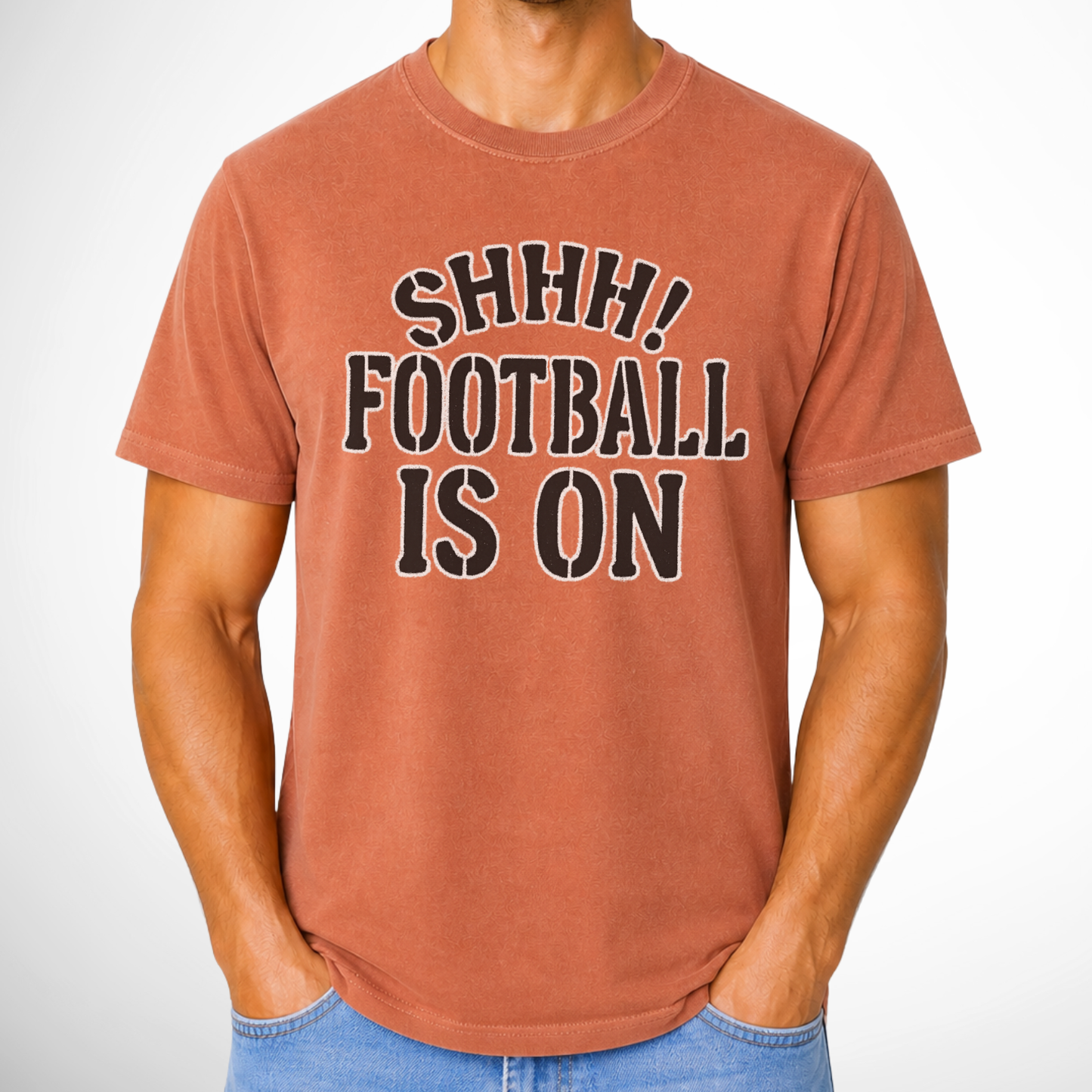 SHHH Football Is On Funny Unisex Game Day Graphic Tee