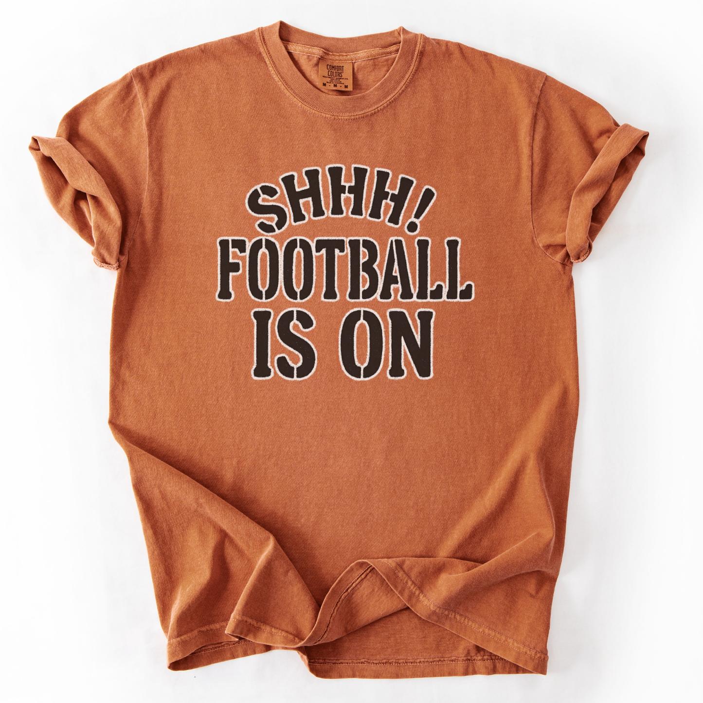 SHHH Football Is On Funny Unisex Game Day Graphic Tee