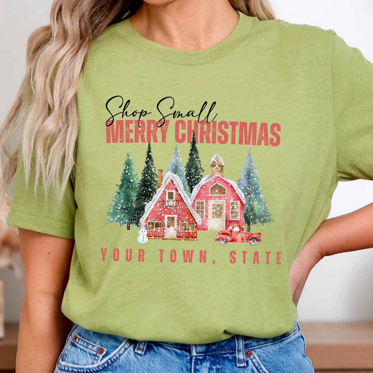 Shop Small Merry Christmas Business Custom T-Shirt