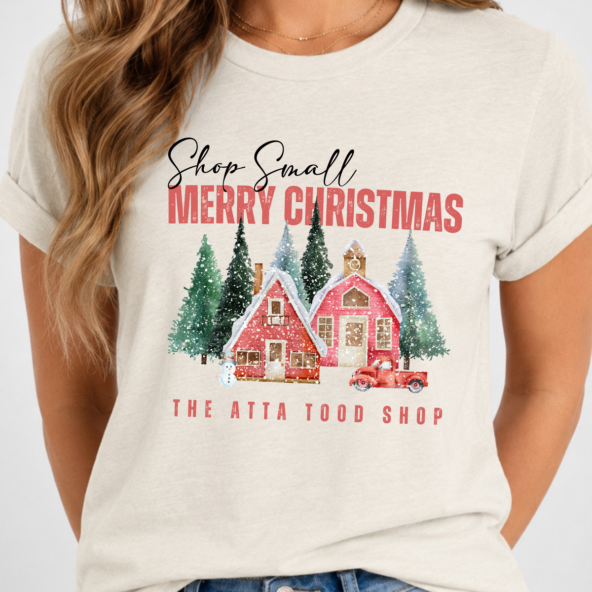 Shop Small Merry Christmas Business Custom T-Shirt