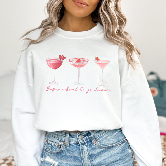 Valentine cocktails, women's graphic sweatshirt, Martini glasses