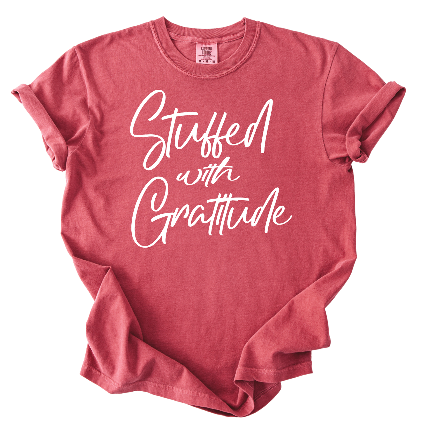 Stuffed With Gratitude Thanksgiving Fall Graphic Tee