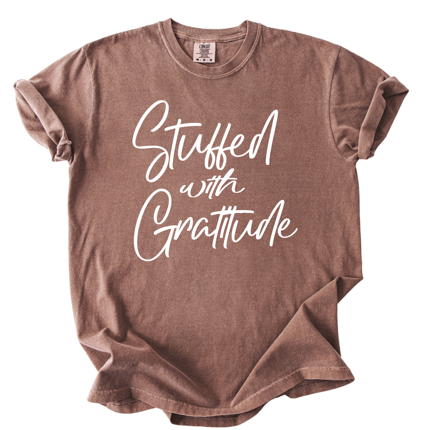 Stuffed With Gratitude Thanksgiving Fall Graphic Tee