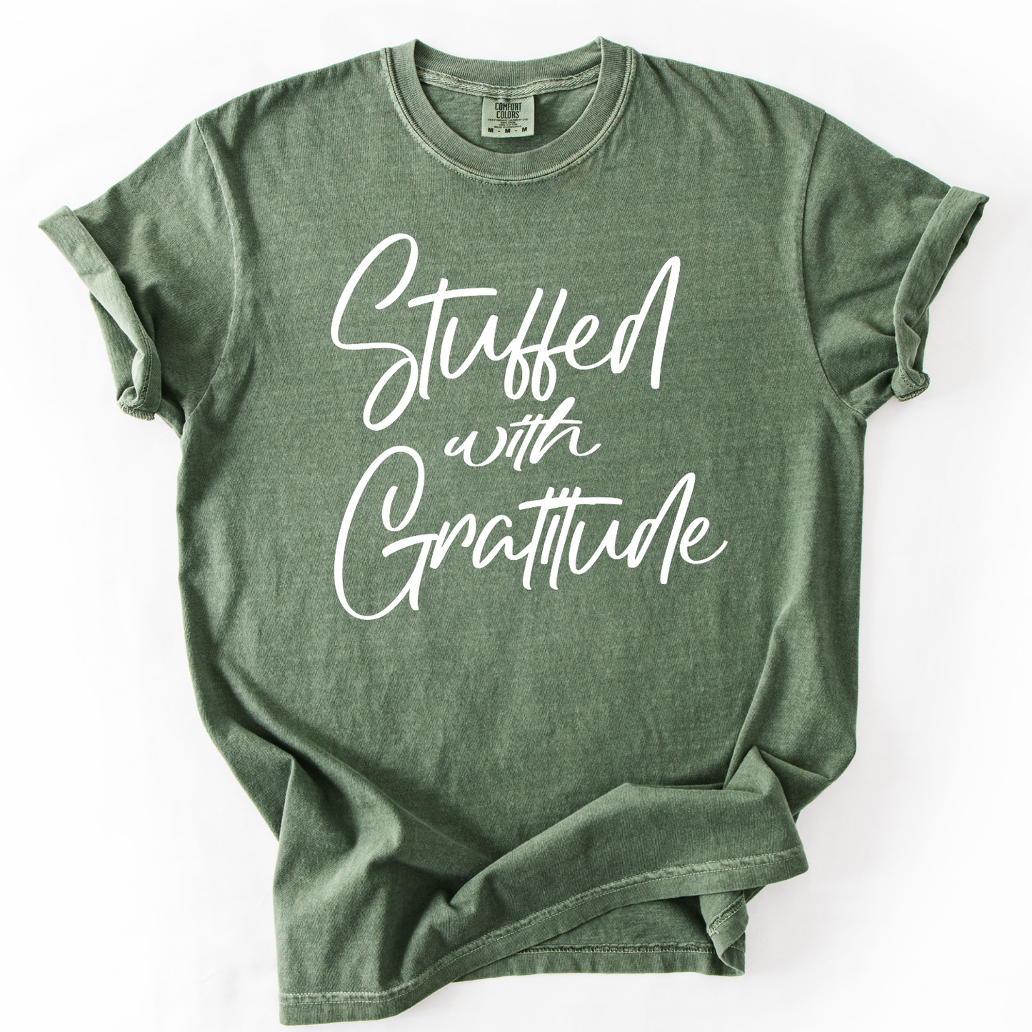 Stuffed With Gratitude Thanksgiving Fall Graphic Tee