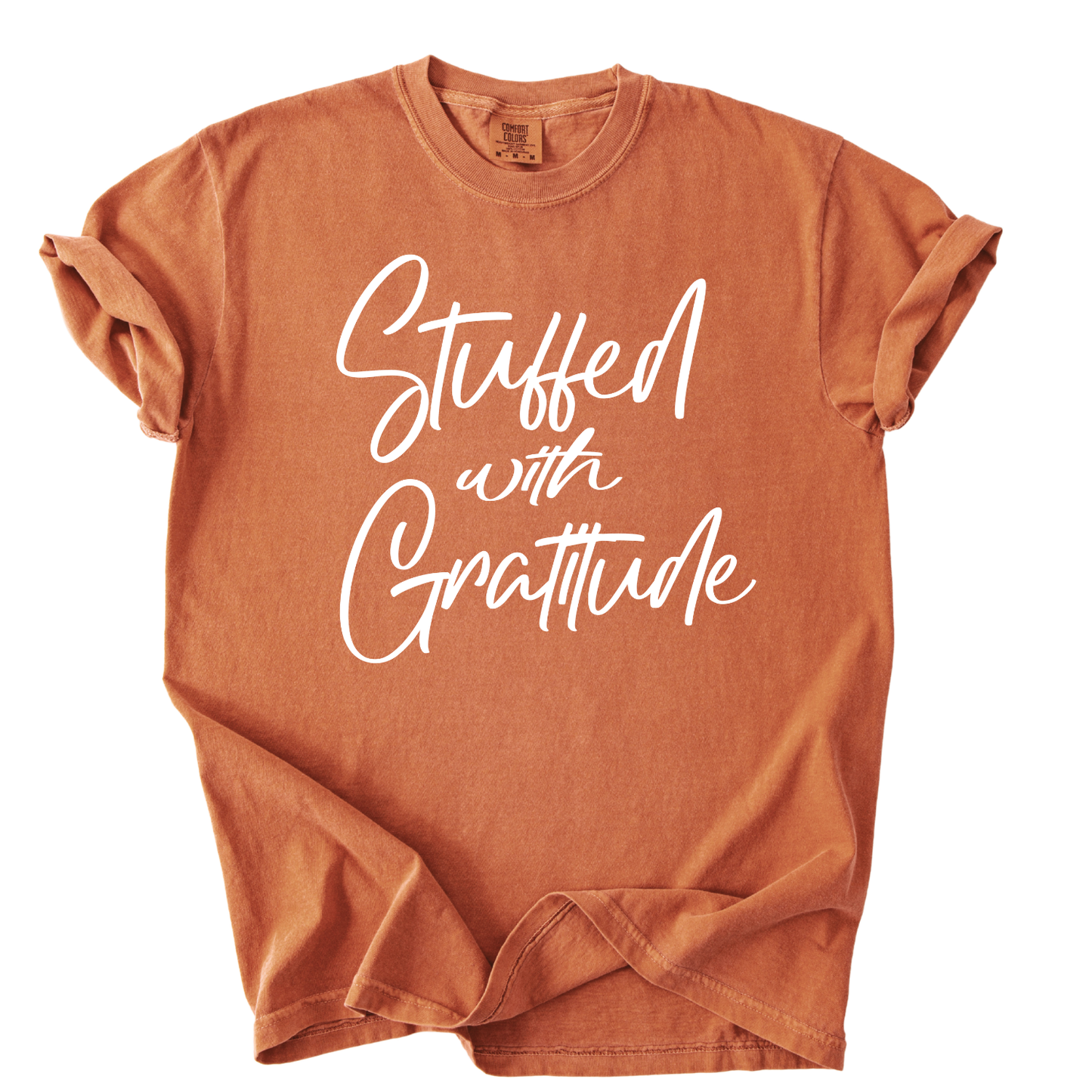 Stuffed With Gratitude Thanksgiving Fall Graphic Tee