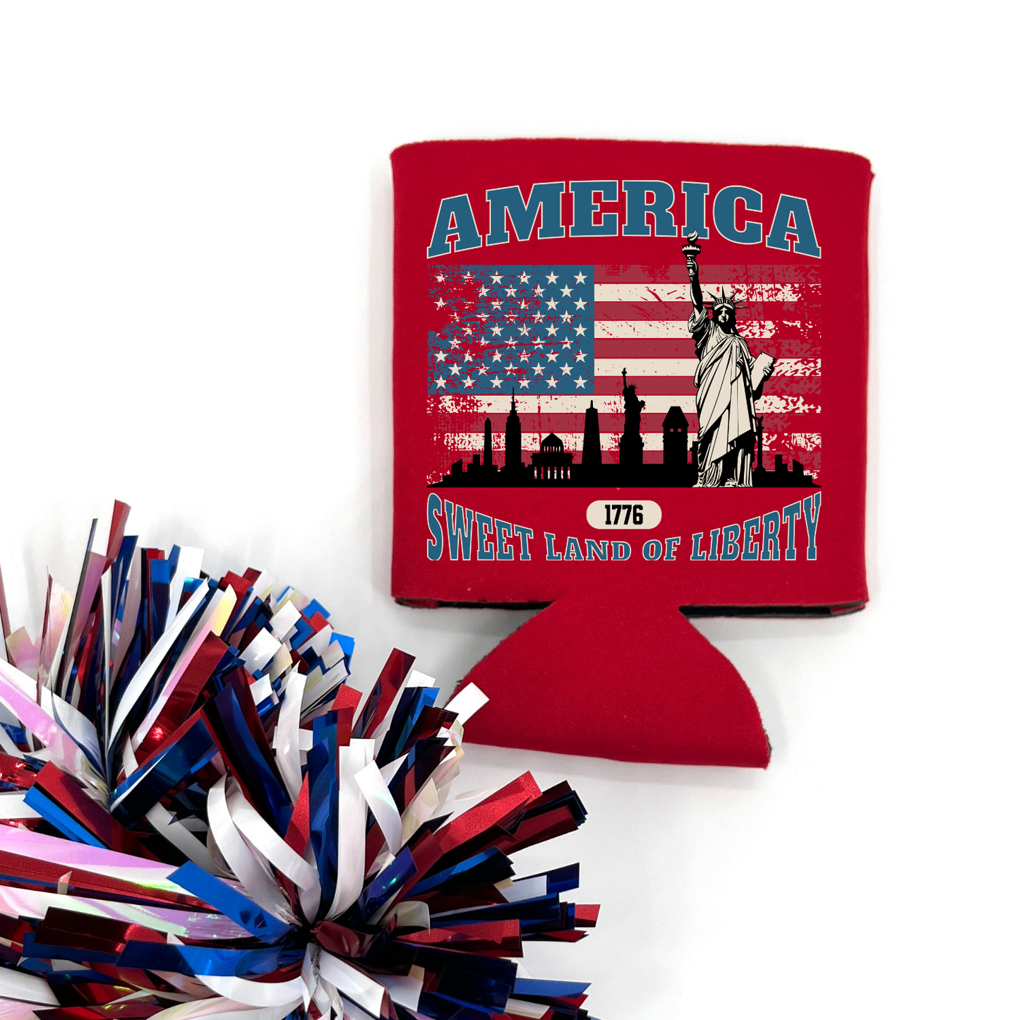 Sweet Land of Liberty Patriotic Can Cooler | July 4th