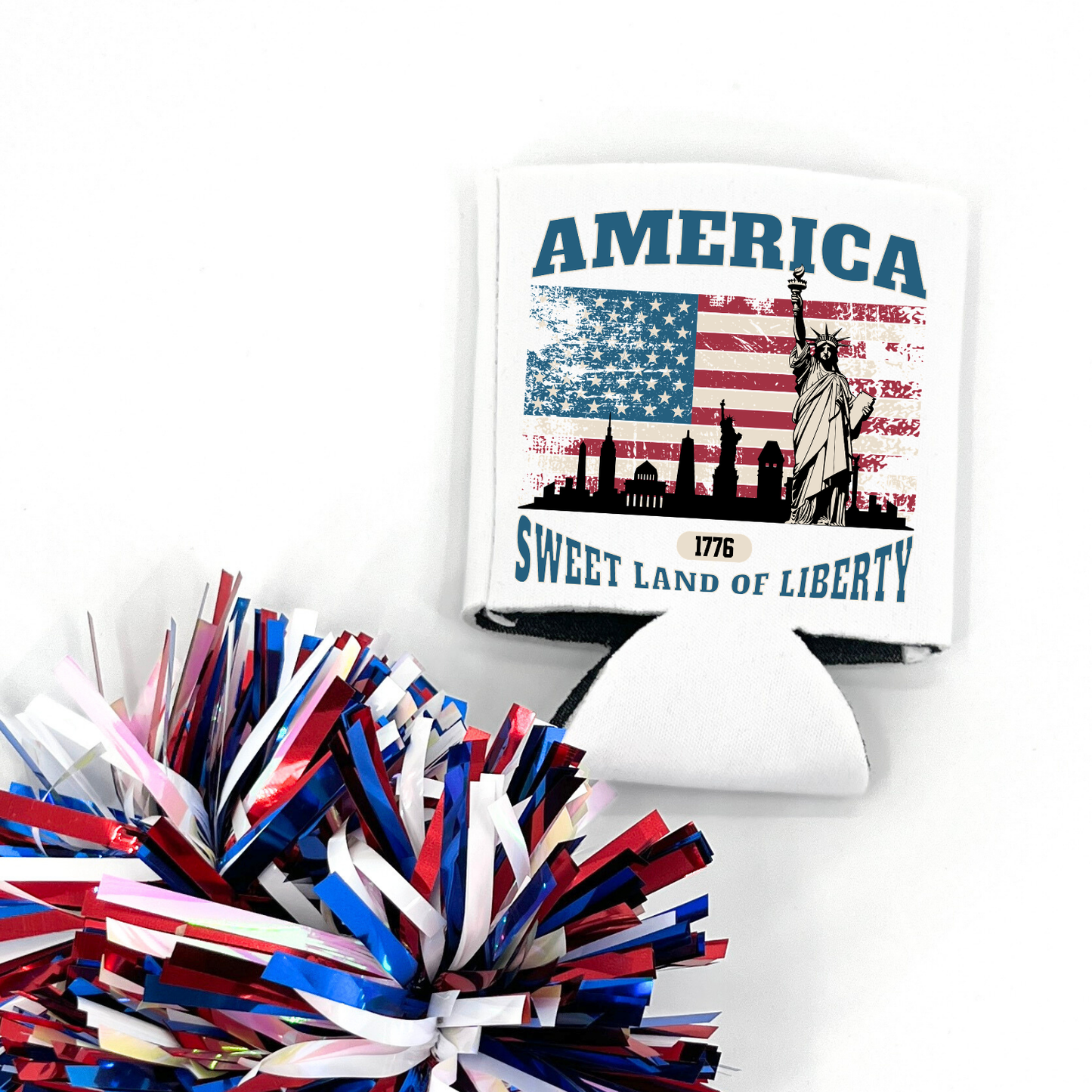 Sweet Land of Liberty Patriotic Can Cooler | July 4th