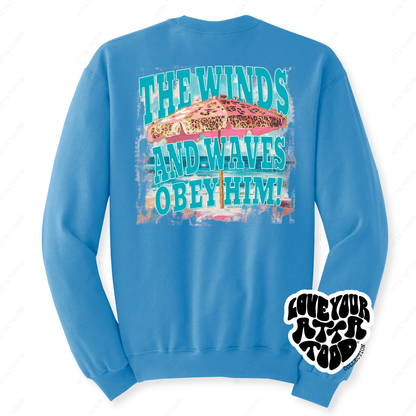 Beach Umbrella Christian Faith Graphic Sweatshirt | Coastal