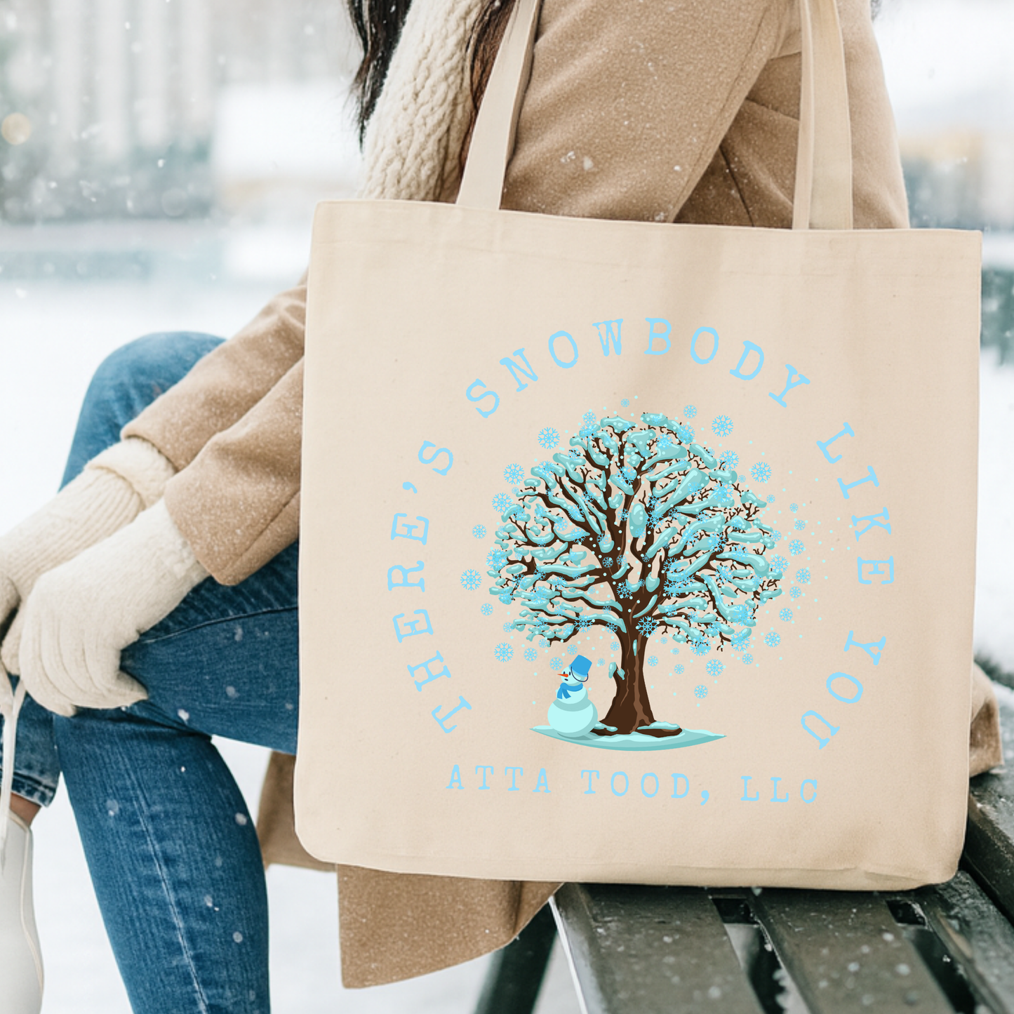 Custom funny snowman Christmas tote | Holiday book bag