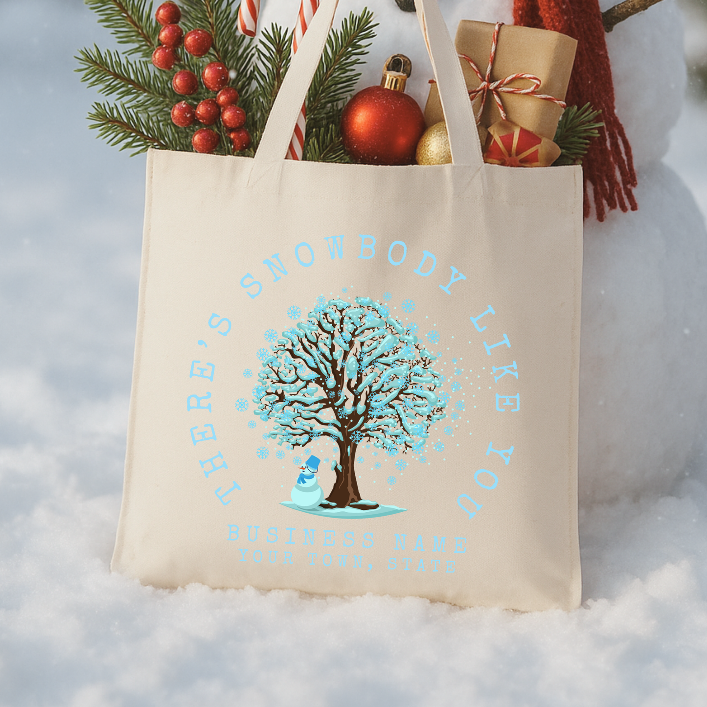 Custom funny snowman Christmas tote | Holiday book bag