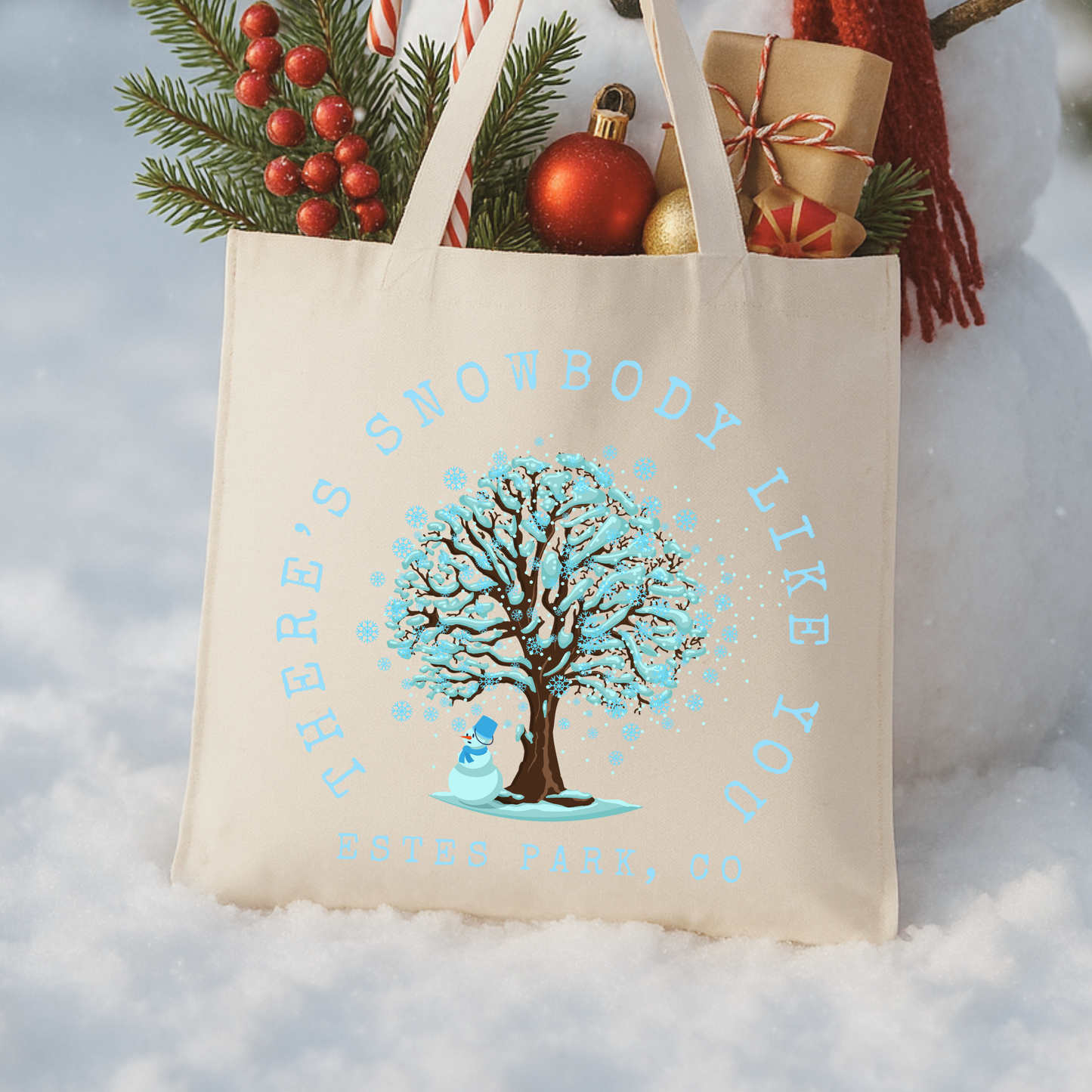 Custom funny snowman Christmas tote | Holiday book bag