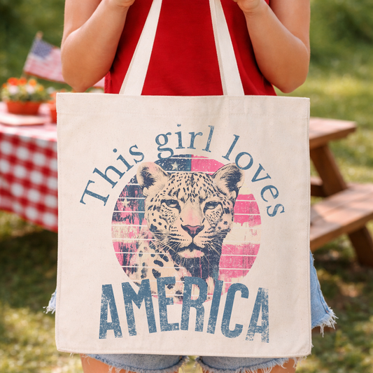 Patriotic Canvas Tote | Leopard USA | July 4th