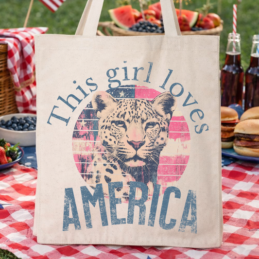Patriotic Canvas Tote | Leopard USA | July 4th