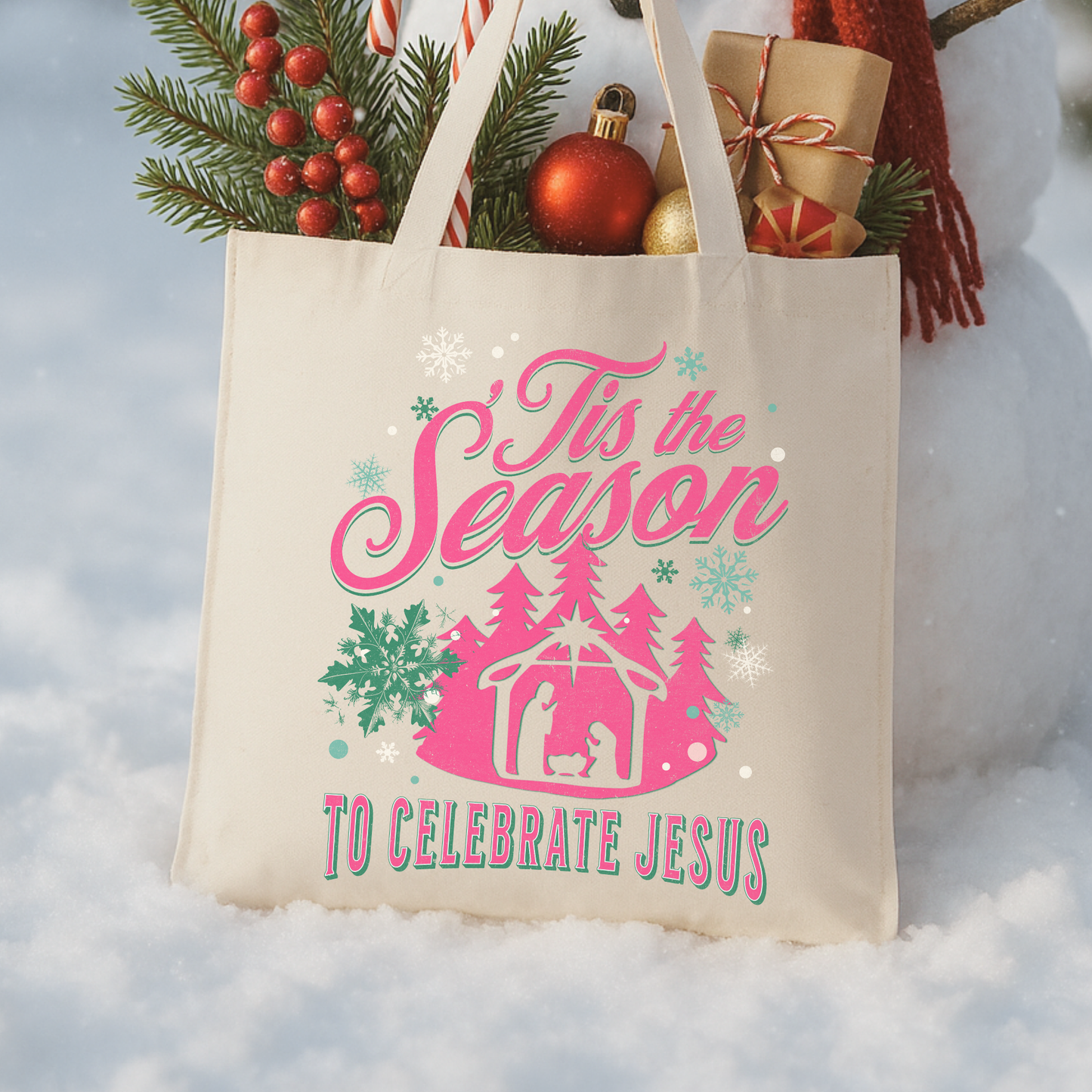 Religious Christmas Tote | Holiday Gift Bag | Faithbased Book Tote