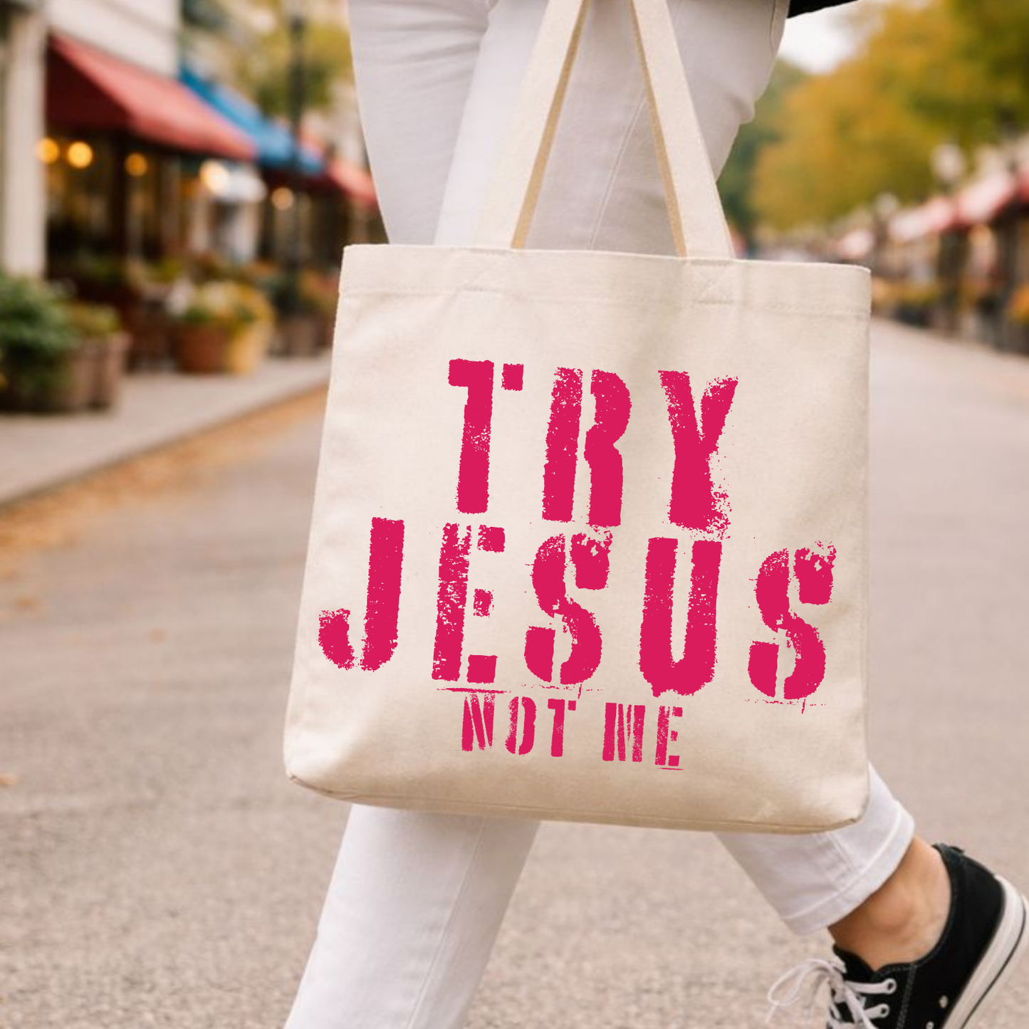 Try Jesus Funny Canvas Bag | Sarcastic Shopper Bag | Custom