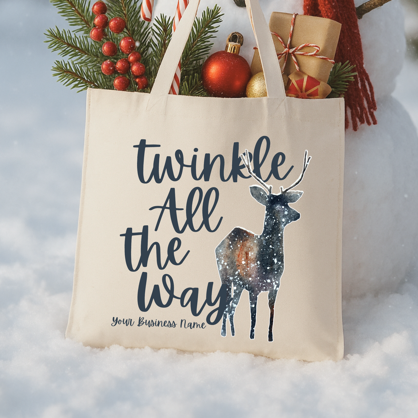 Custom Christmas reindeer tote |Shopping book bag