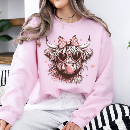 Highland cow Valentine's graphic sweatshirt