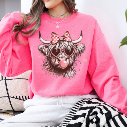 Highland cow Valentine's graphic sweatshirt