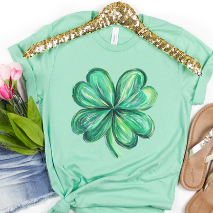 Colorful Whimsical four leaf clover St. Patrick's Day t-shirt