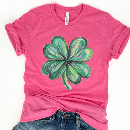 Colorful Whimsical four leaf clover St. Patrick's Day t-shirt