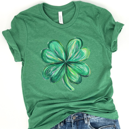 Colorful Whimsical four leaf clover St. Patrick's Day t-shirt